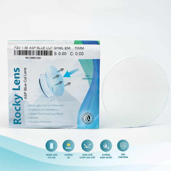 Tròng Kính Cận Viễn Loạn Chống Ánh Sáng Xanh Rocky 1.56 ASP Chính Hãng 3 Tròng Kính Rocky 1.56 ASP