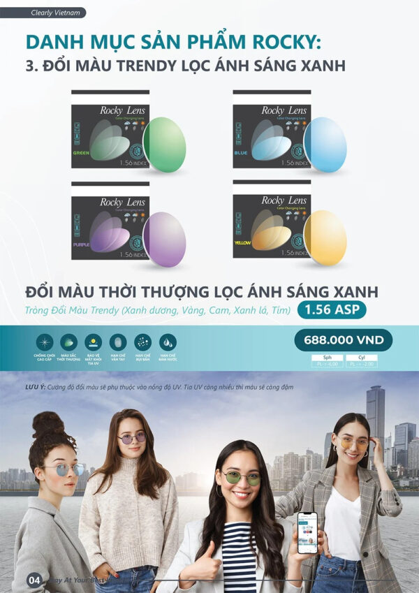 Rocky 1.56 SHMC Tròng  Đổi Màu Trendy - Ảnh 3